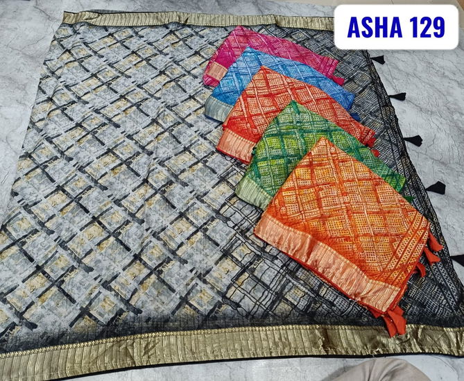 Asha 129 By Kalpatru Mulberry Chiffon Printed Sarees Wholesale Shop In Surat